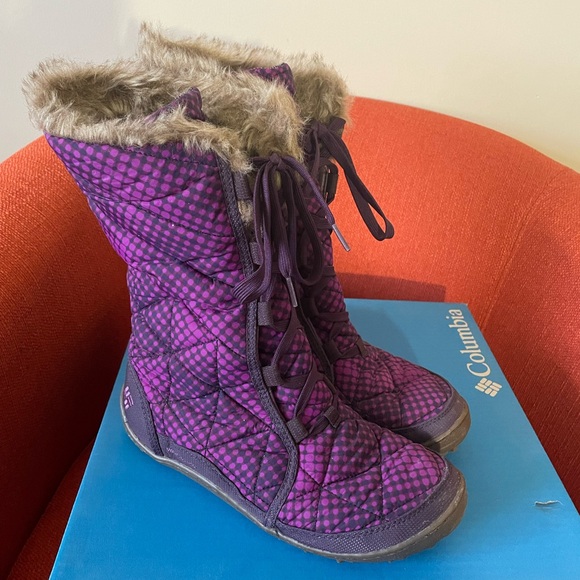 Columbia Shoes - Columbia Minx Mid Omni Heat Purple Print Winter Boot - Ladies Size 9
